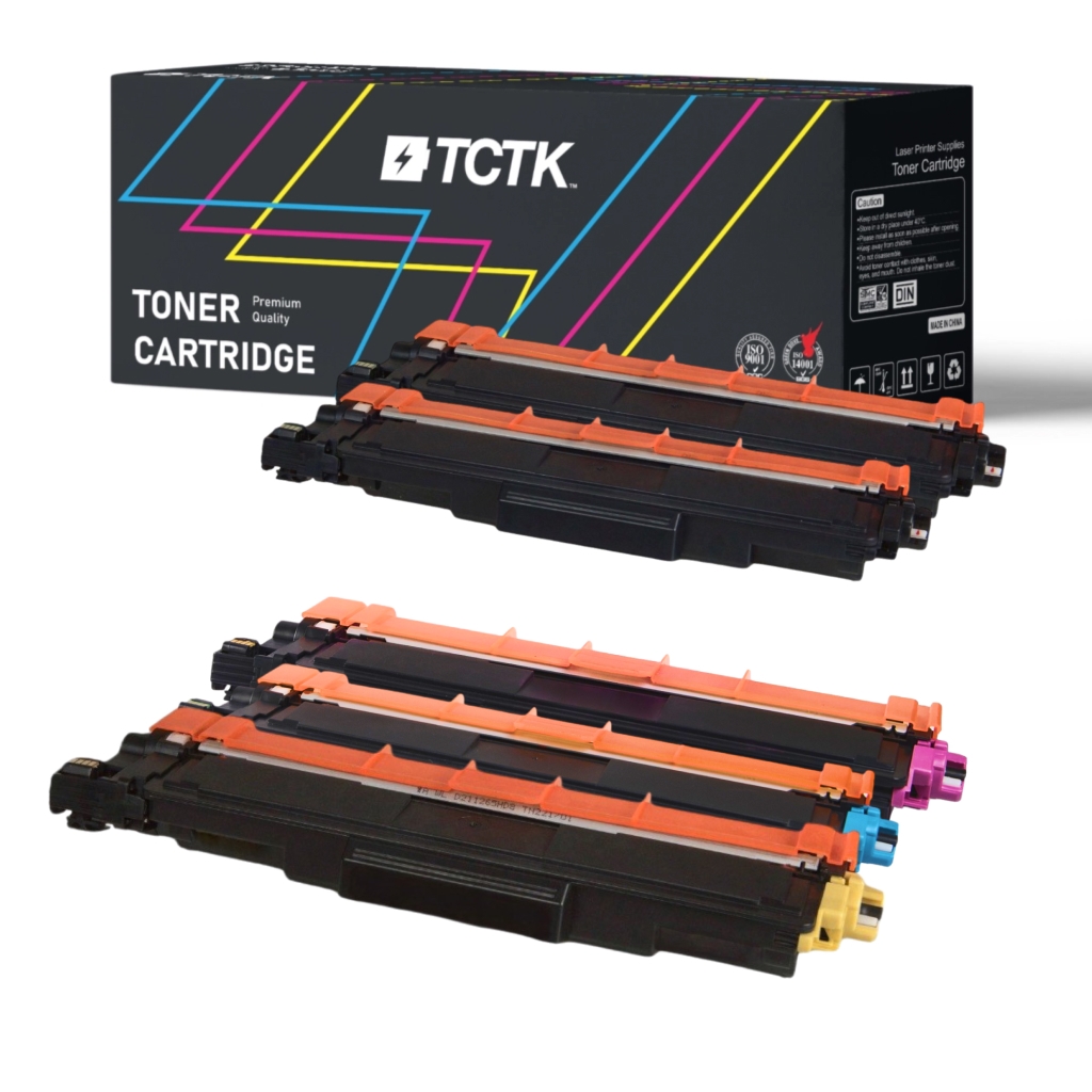 Multipack (4) Toners Multiple colors Compatible with Brother DCP, HL-L, MFC - Replaces TN-227 (TN227C) / TN-237 (TN237C)  / TN-247 (TN247C)  / TN-257 (TN257C)